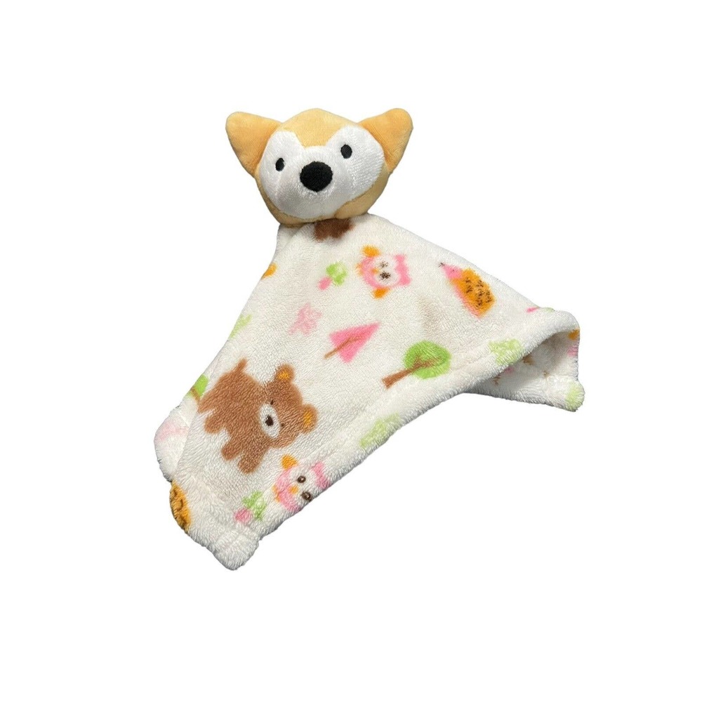 Le Bebe Favorite Lovey Security Blanket Fox Owl Bear White Orange Tan Pink 11"